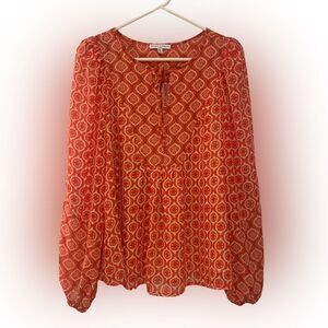 Maison D’Amelie | patterned long sleeve peasant top